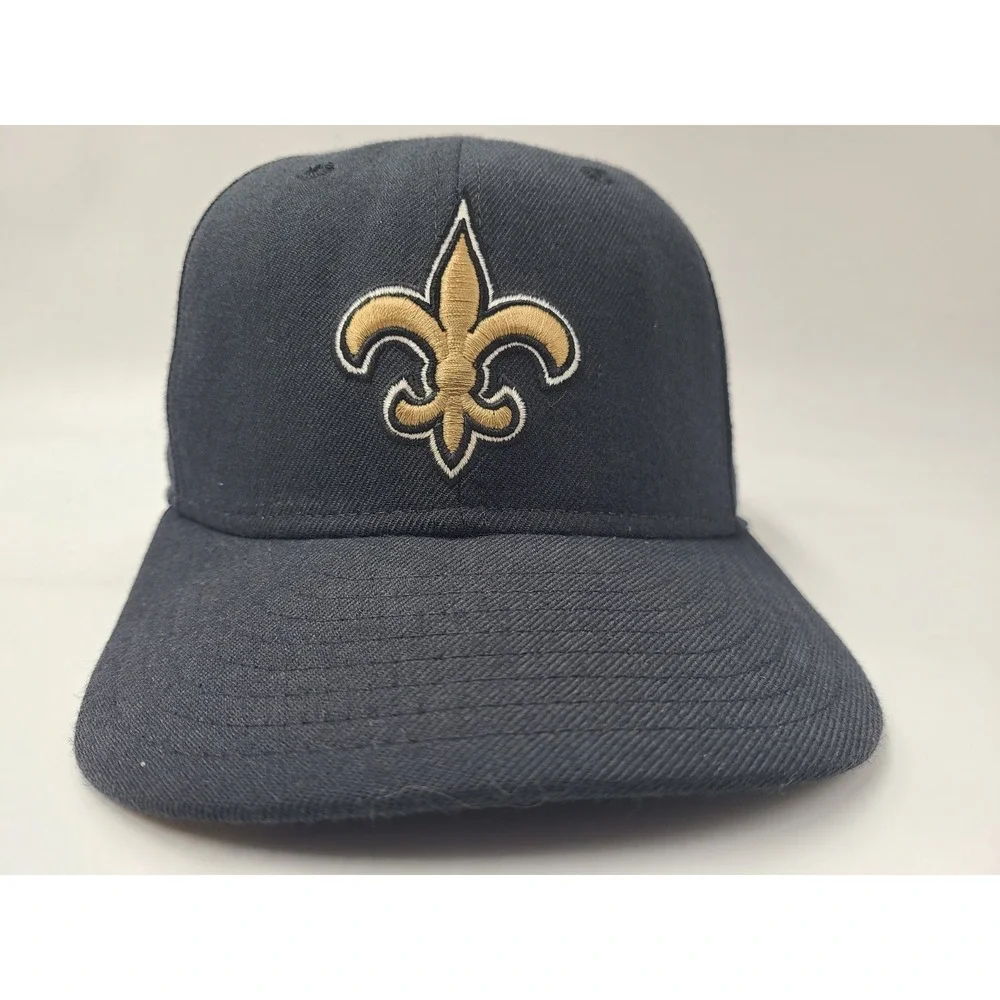 Vintage New Orleans Saints New Era 59Fifty Fitted 7 3/8 Hat‎ Cap Wool NFL Black